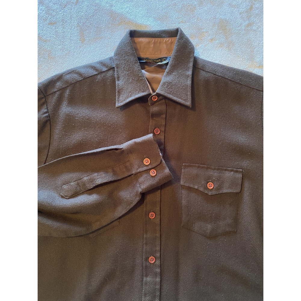 Vintage Kmart Sportsman Shirt Mens Large Brown Button Up Long Sleeve Grandpa 80s